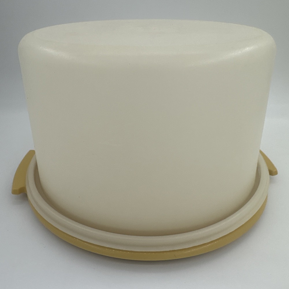Vintage Tupperware Round Cake Taker Carrier 684-7 Yellow‎ 10 Inch